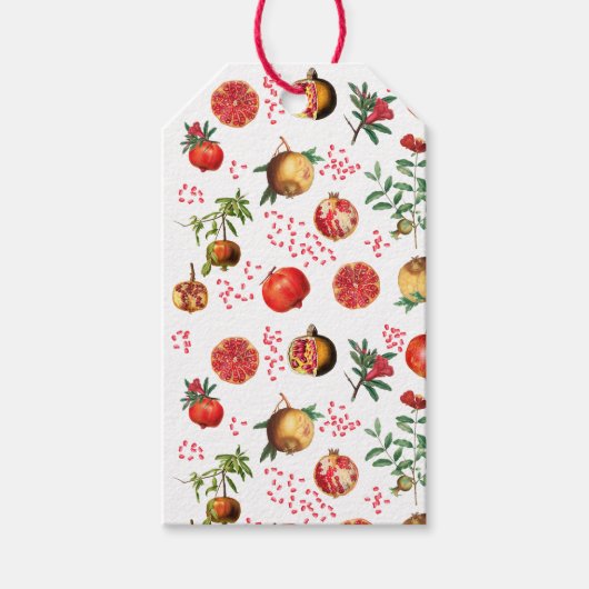 Waterverf Pomegranate Mediterranean Fruit Pattern Cadeaulabel (Voorkant)