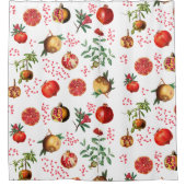 Waterverf Pomegranate Mediterranean Fruit Pattern Douchegordijn (Voorkant)