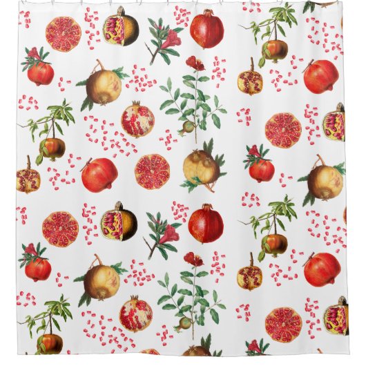 Waterverf Pomegranate Mediterranean Fruit Pattern Douchegordijn (Voorkant)