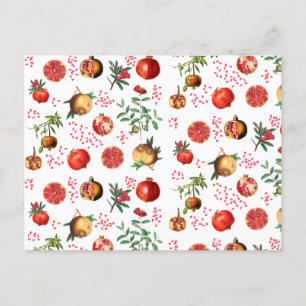 Waterverf Pomegranate Mediterranean Fruit Pattern Feestdagenkaart