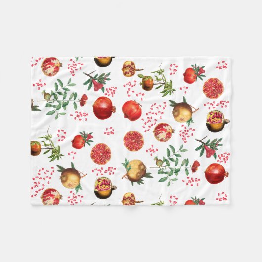 Waterverf Pomegranate Mediterranean Fruit Pattern Fleece Deken (Voorkant (Horizontaal))