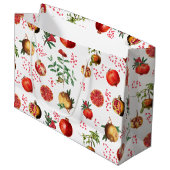 Waterverf Pomegranate Mediterranean Fruit Pattern Groot Cadeauzakje (Voorkant Gekanteld)