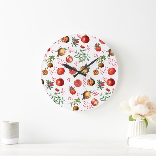 Waterverf Pomegranate Mediterranean Fruit Pattern Grote Klok (Huis)