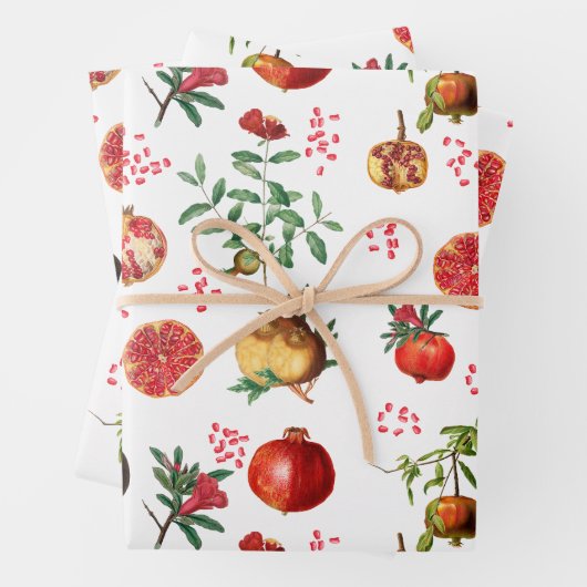 Waterverf Pomegranate Mediterranean Fruit Pattern Inpakpapier Vel (In situ)