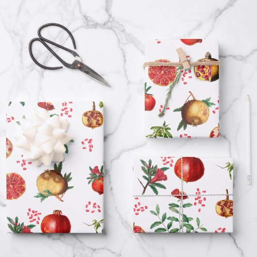 Waterverf Pomegranate Mediterranean Fruit Pattern Inpakpapier Vel (Voorkant)