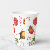 Waterverf Pomegranate Mediterranean Fruit Pattern Papieren Bekers (Rechts)