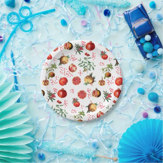 Waterverf Pomegranate Mediterranean Fruit Pattern Papieren Bordje (Feest)