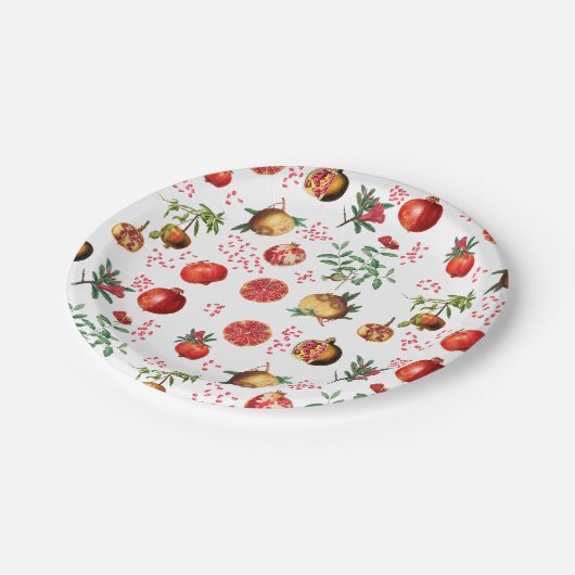 Waterverf Pomegranate Mediterranean Fruit Pattern Papieren Bordje (Gekanteld)