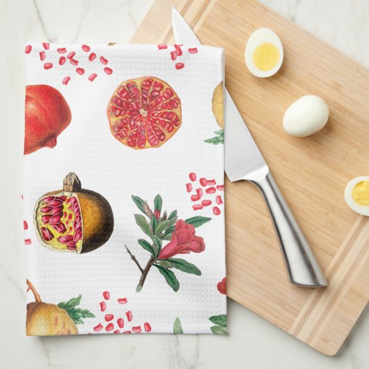 Waterverf Pomegranate Mediterranean Fruit Pattern Theedoek (Quarter Fold)