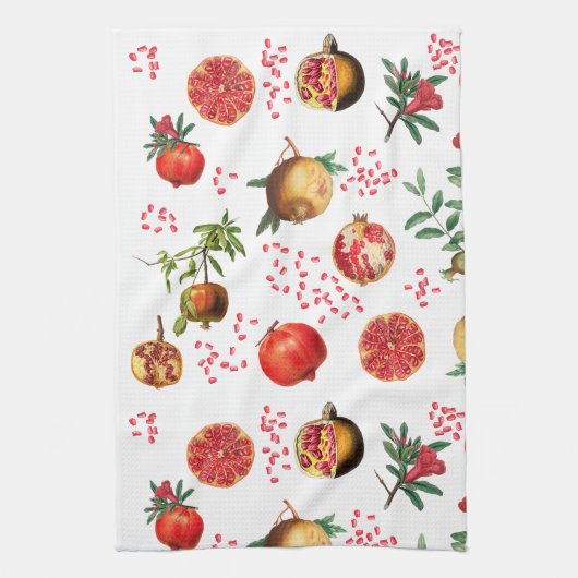 Waterverf Pomegranate Mediterranean Fruit Pattern Theedoek (Verticaal)