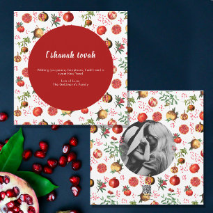 Waterverf Pomegranate Pattern Rosh Hashanah Foto Feestdagenkaart