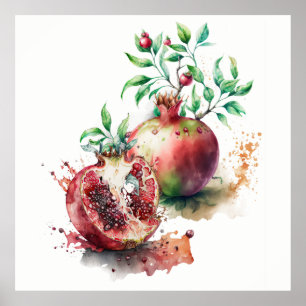 Waterverf Pomegranates Poster