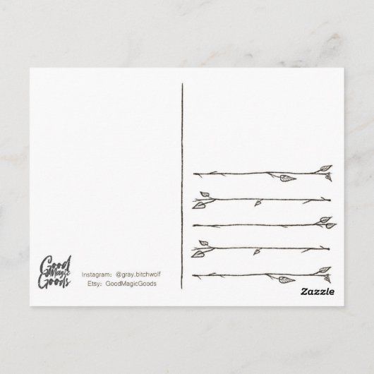 Waterverf Pommeren hond. Briefkaart (Achterkant)