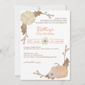 Waterverf pompoen 1e verjaardag uitnodigen kaart (Voorkant)