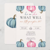 Waterverf pompoen Baby Geslacht onthullen Herfst Kaart (Voorkant / Achterkant)