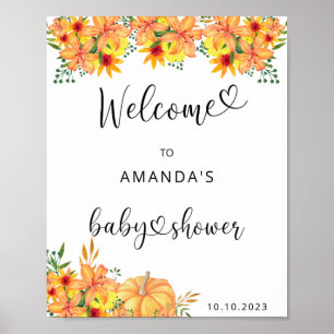 Waterverf POMPOEN babyshower welkom Poster