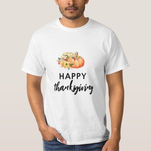 waterverf pompoen blij Thanksgiving T-shirt (Voorkant)