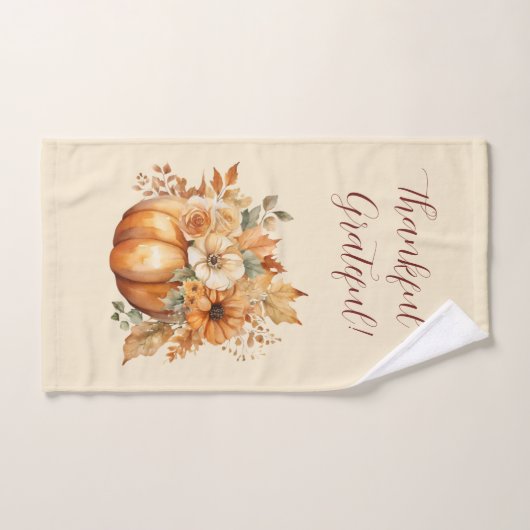 Waterverf pompoen bloemontwerp- bad handdoek (Handdoek)