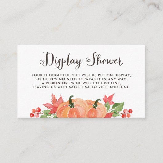 Waterverf pompoen en esdoorn bladeren display douc informatiekaartje (Voorkant)