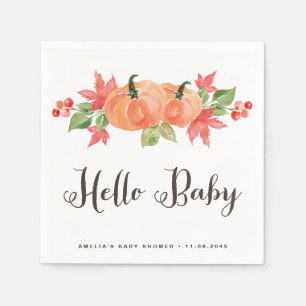 Waterverf Pompoen en Esdoornbladeren Baby Shower Servet