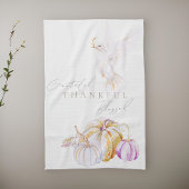 Waterverf pompoen en witte duif Thanksgiving Theedoek