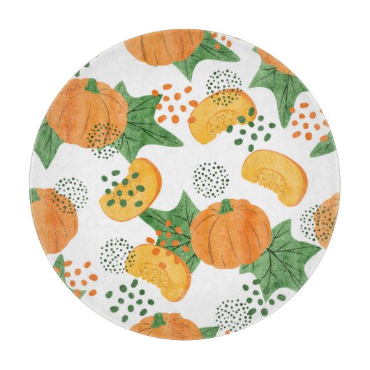 Waterverf Pompoen Groente: Sinaasappel Naadloos Snijplank (Voorkant)