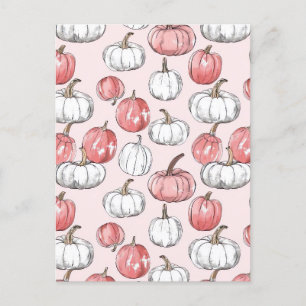 waterverf pompoen herfst patroon briefkaart