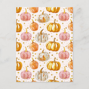 waterverf pompoen herfst patroon briefkaart