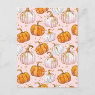 waterverf pompoen herfst patroon briefkaart