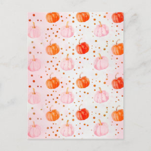 waterverf pompoen herfst patroon briefkaart