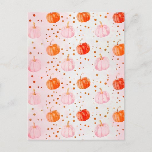 waterverf pompoen herfst patroon briefkaart (Voorkant)