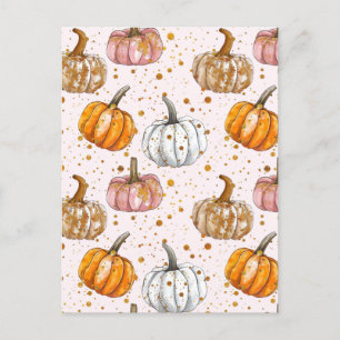 waterverf pompoen herfst patroon briefkaart