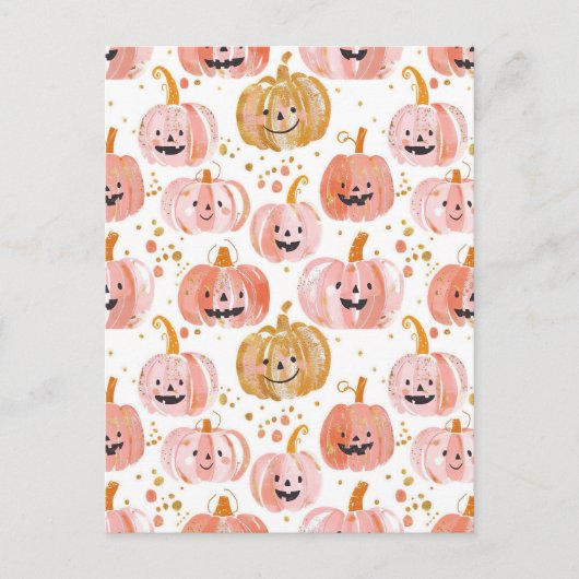 waterverf pompoen herfst patroon briefkaart (Voorkant)