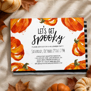 Waterverf Pompoen Laten we Spooky Halloween krijge Kaart
