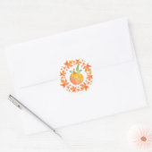 Waterverf Pompoen & Maple Leaf Krans Ronde Sticker (Envelop)