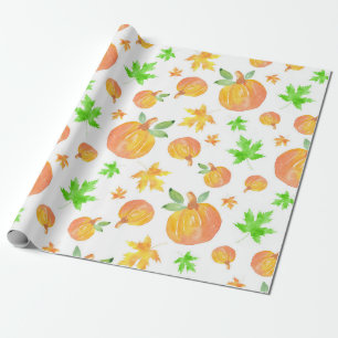 Waterverf Pompoen & Maple Leaf Pattern Cadeaupapier