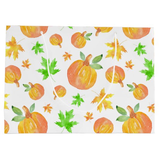 Waterverf Pompoen & Maple Leaf Pattern Groot Cadeauzakje (Achterkant)