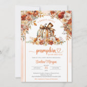 Waterverf pompoen met coquette boog bloemenboog kaart (Voorkant)