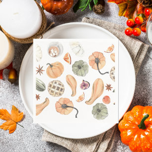 Waterverf Pompoen & Oogst Herfst Servet