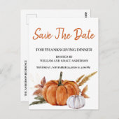 Waterverf pompoen Opslaan Datum Thanksgiving Briefkaart (Voorkant / Achterkant)