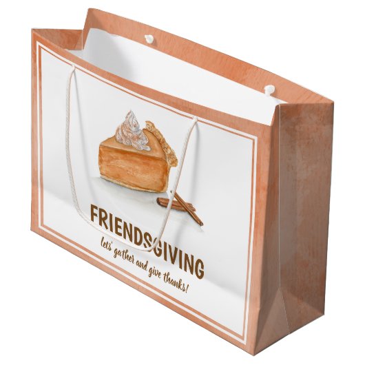 Waterverf Pompoen Pie Friendsgiving Thanksgiving Groot Cadeauzakje (Voorkant Gekanteld)