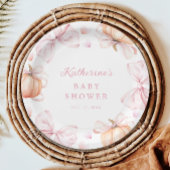 Waterverf Pompoen Roze Bow Baby shower Papieren Bordje