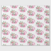 Waterverf Pompoen Roze Goud Bloemen 1e Verjaardag Cadeaupapier (Vlak)