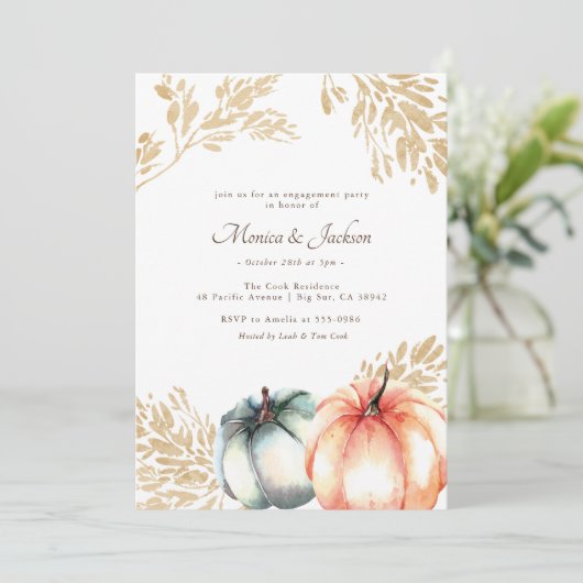 Waterverf Pompoen Sinaasappel Gouden Herfst Verlov Kaart (Staand voorkant)