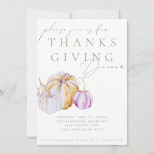 Waterverf Pompoen Thanksgiving Dinner Uitnodiging