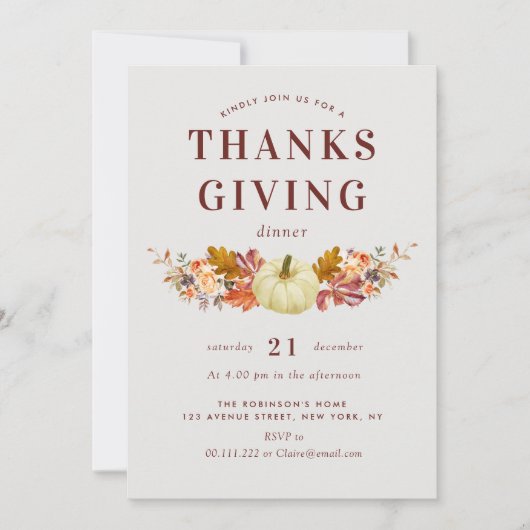 waterverf pompoen Thanksgiving uitnodiging (Voorkant)