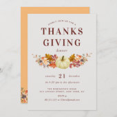 waterverf pompoen Thanksgiving uitnodiging (Voorkant / Achterkant)