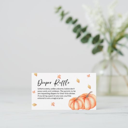 Waterverf pompoen val bladeren luier loterij informatiekaartje (Staand voorkant)