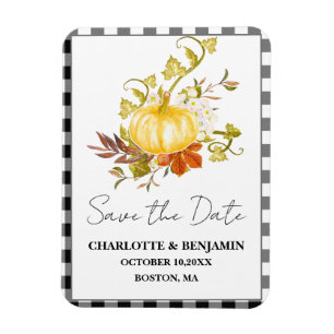 Waterverf pompoen vallen huwelijk sparen de datum magneet