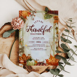 Waterverf pompoen verlaat Thanksgiving Diner Kaart